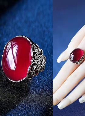 仿绿玛瑙蝴蝶戒指祖母绿指环