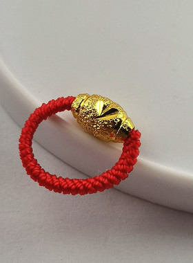 红绳男女情侣戒指转运珠指环