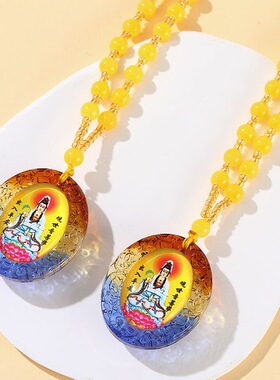 琉璃观音仿蜜蜡新中式毛衣链