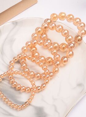 手链女2021年新款保色水晶香槟色玻璃珠单圈手串弹力绳赠品礼品女