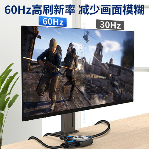 优联HDMI+VGA切换器二进一出hdmi转vga转换器高清接头笔记本电脑机顶盒连接线共用电视屏幕显示器投影仪 - 图0