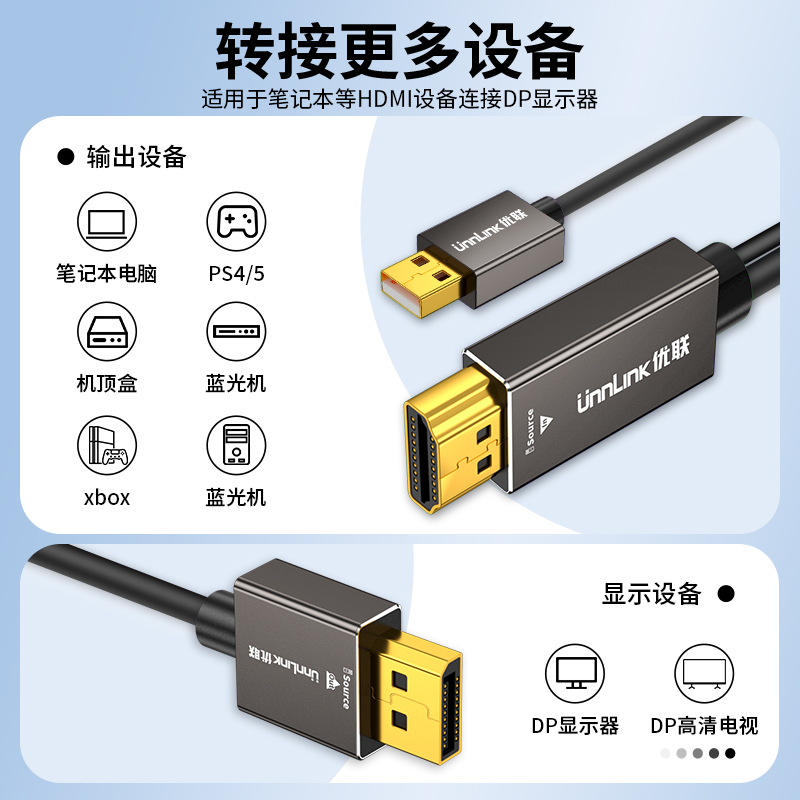 hdmi转dp线转换头笔记本接显示器高清4k60连接线144hz高清转接线 - 图3