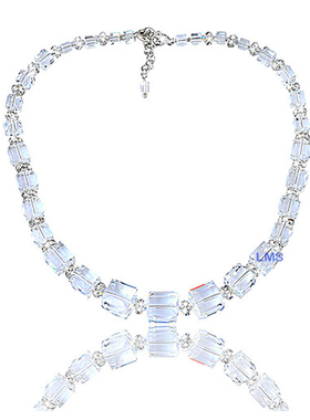 欧美夸张透明白色方形女新娘项链