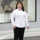 特大码冬长袖女性宽松商务正装工作服白色衬衫上衣加肥职业工装衫