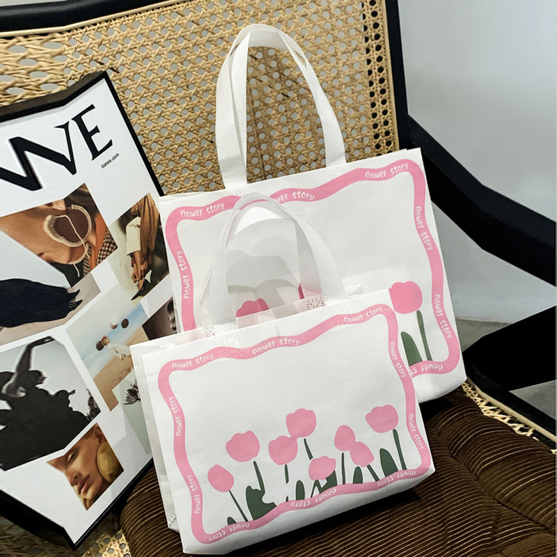 ins简约郁金香无纺布袋子腹膜手提袋加厚礼品袋衣服购物袋子定制,淘宝优惠券,粉丝福利购,淘宝优惠卷