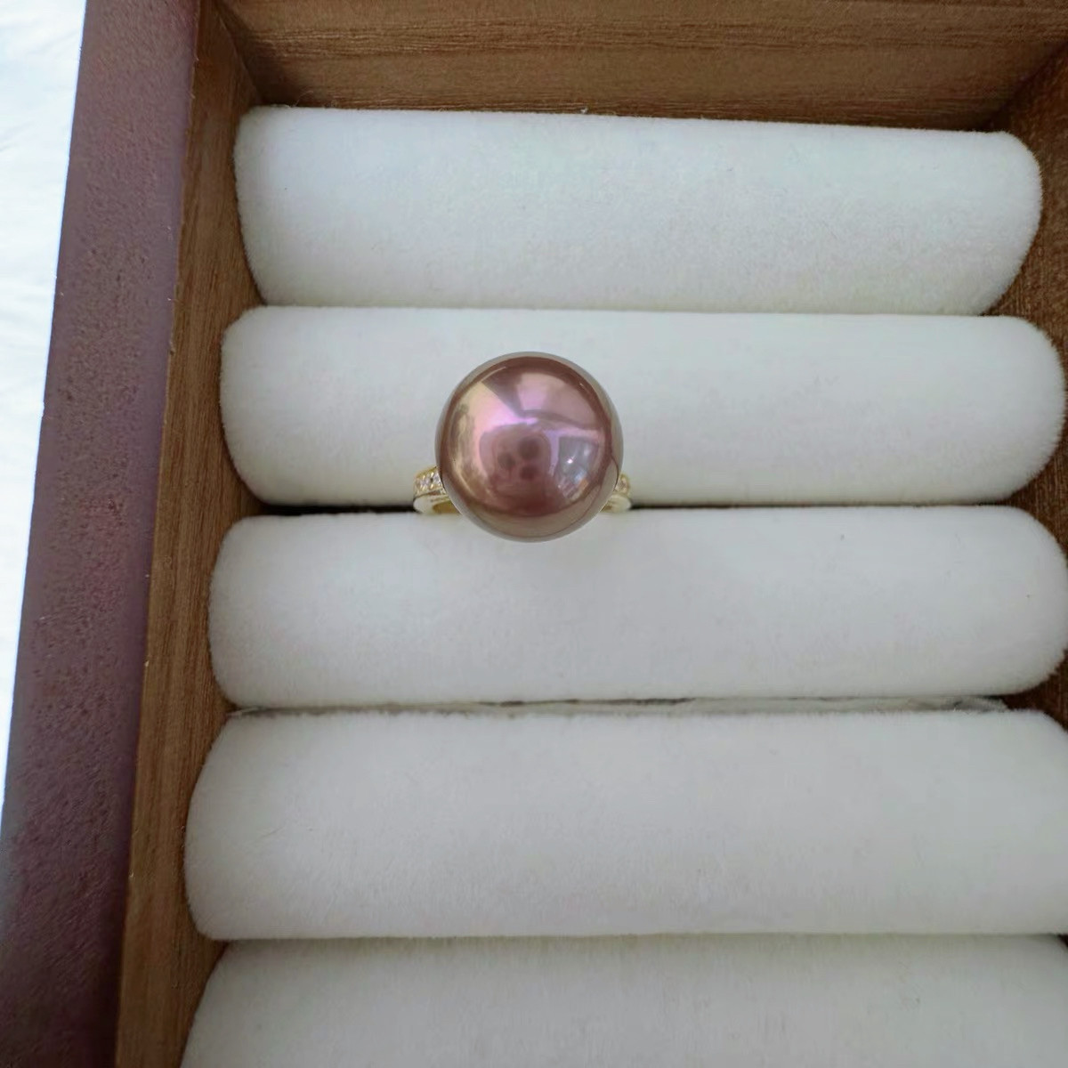 Rare burgundy color unique set high quality mirror light natural freshwater pearl ring earrings pendant
