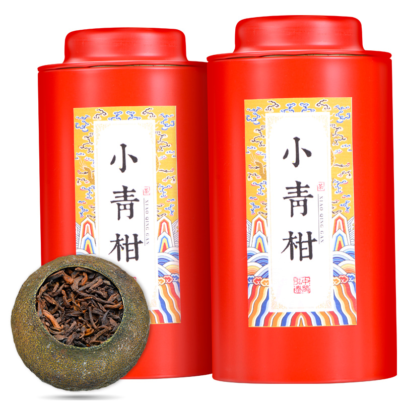 中闽弘泰生晒小青柑普洱茶8年陈宫廷熟茶散装橘普陈皮茶礼盒100g - 图0