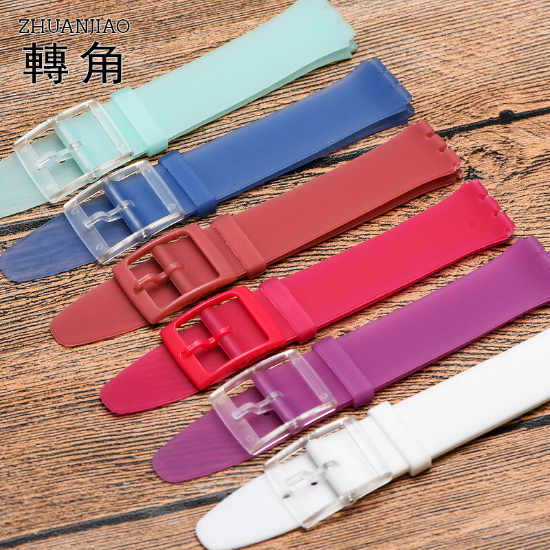 斯沃琪硅胶手表带代用防水硅胶表带 转角饰品配件