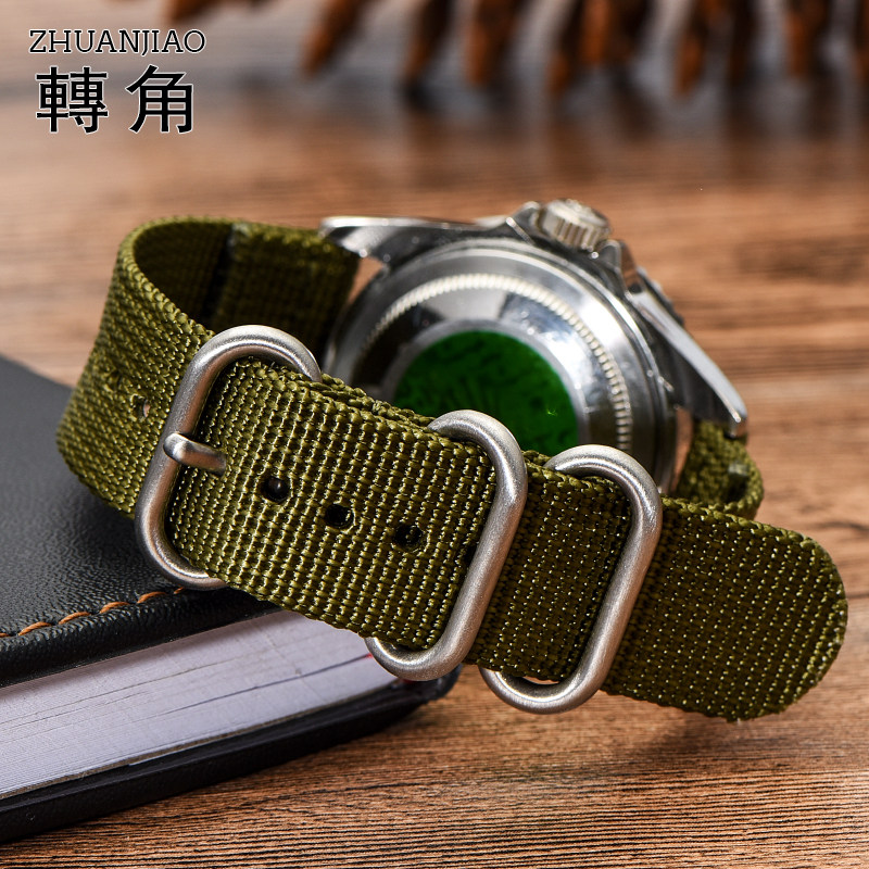 iwatch尼龙表带迷彩男精工帆布表带 转角饰品配件