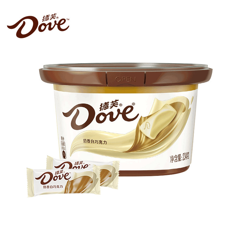德芙巧克力234g碗装奶香白巧丝滑牛奶香浓黑巧纯可可脂休闲零食