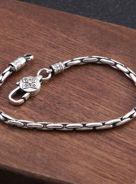 六字真言金刚杵竹节百搭银手链