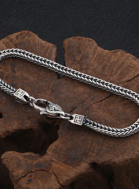 百搭金刚杵男士纯银复古饰品手链