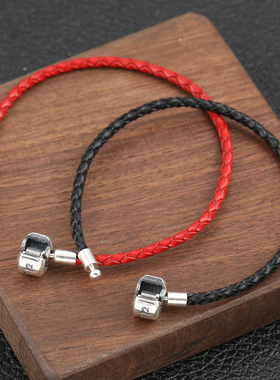 纯银复古饰品六字真言金刚杵手绳