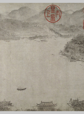 南宋李嵩西湖图复古水墨国画