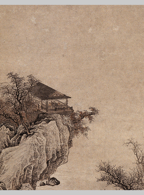 唐寅湖山一览图山水国画微喷挂画