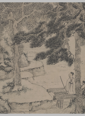 文伯仁松风高士图风景图艺术喷绘