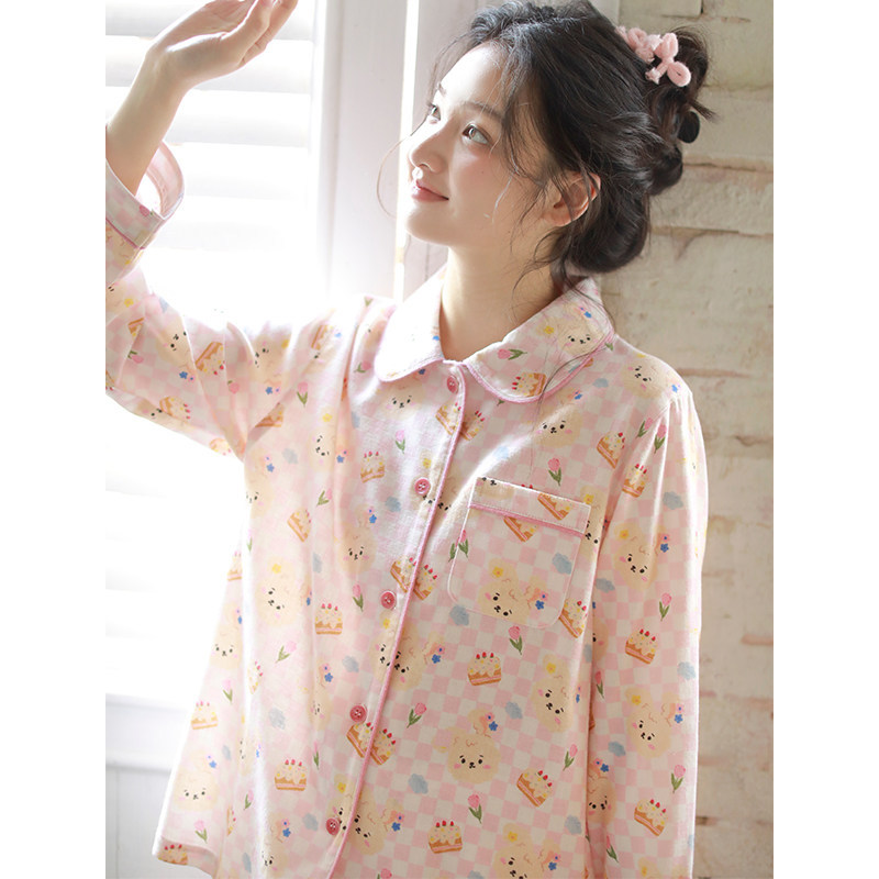 可爱卡通睡衣女秋冬季2025新款布料100全棉长袖家居服套装可外穿,淘宝优惠券,粉丝福利购,淘宝优惠卷