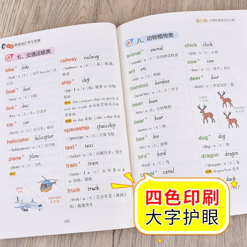 小学英语词汇学习手册 小学一到六年级英语单词必背词汇汇总表默写记背神器 三四五六年级上下册英语单词词汇卡片知识大全强化训练