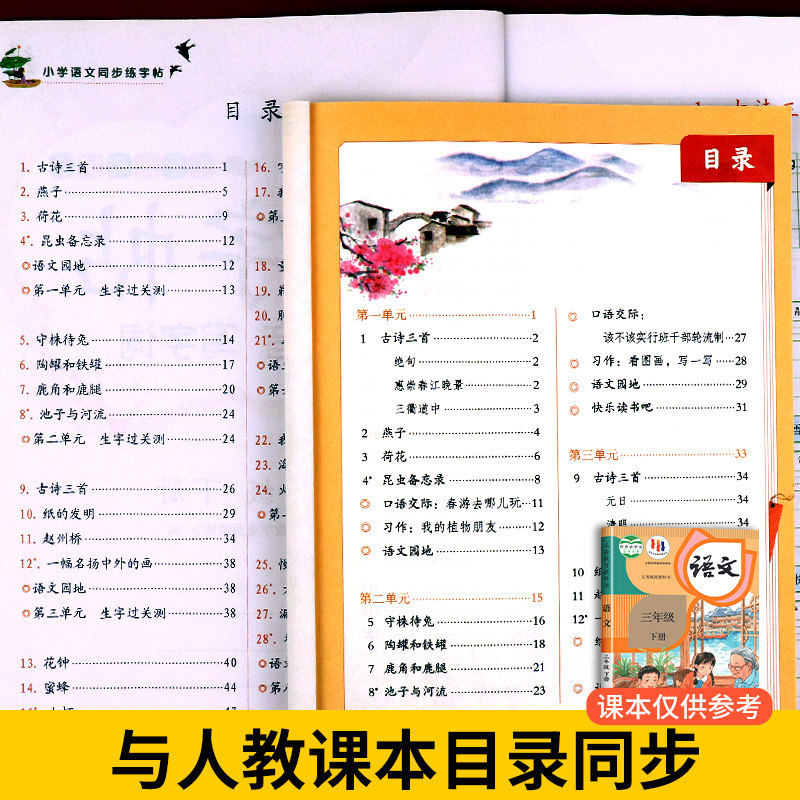 三年级下册字帖人教版 小学语文3下学期同步练字帖每日一练部编版 小学生专用练习册写字课课练专项控笔训练写字帖钢笔临摹