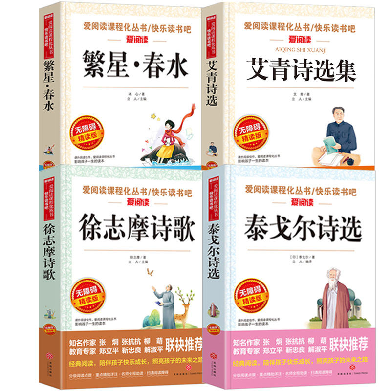 小学生现代诗歌冰心繁星春水艾青泰戈尔诗选徐志摩诗歌全集 456年级课外阅读书籍四五六年级必读课外书精选四年级下册现代诗集大全 - 图3