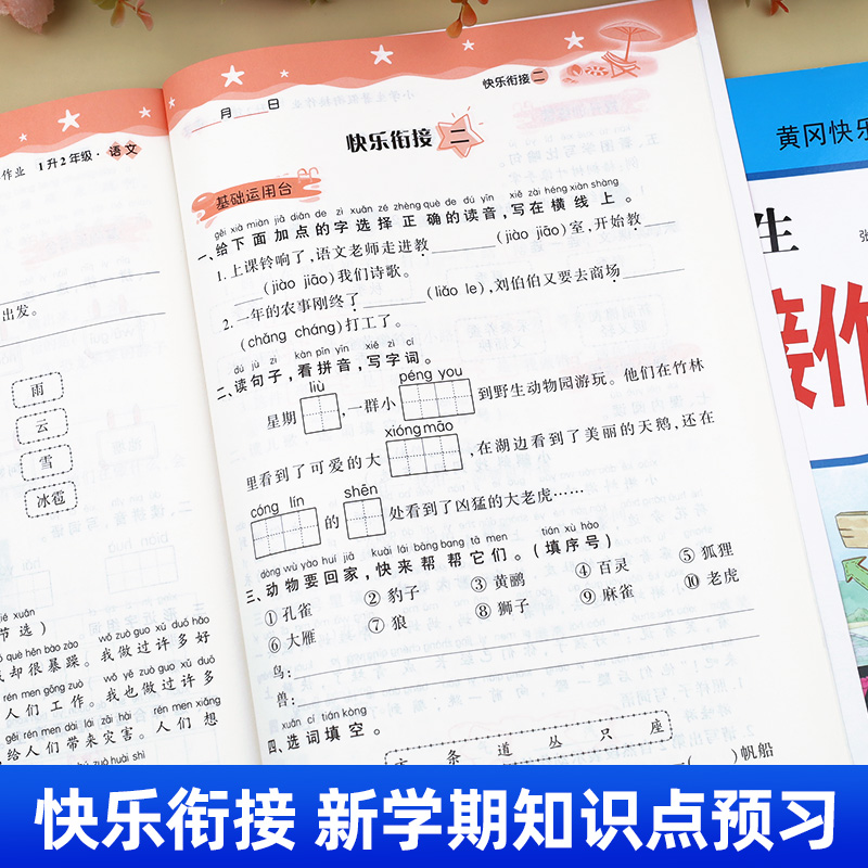 一升二暑假衔接作业人教版小学1升2年级语文数学练习册全套2册小学生教材一年级下册二年级上册一本通一生二预习资料复习 - 图3