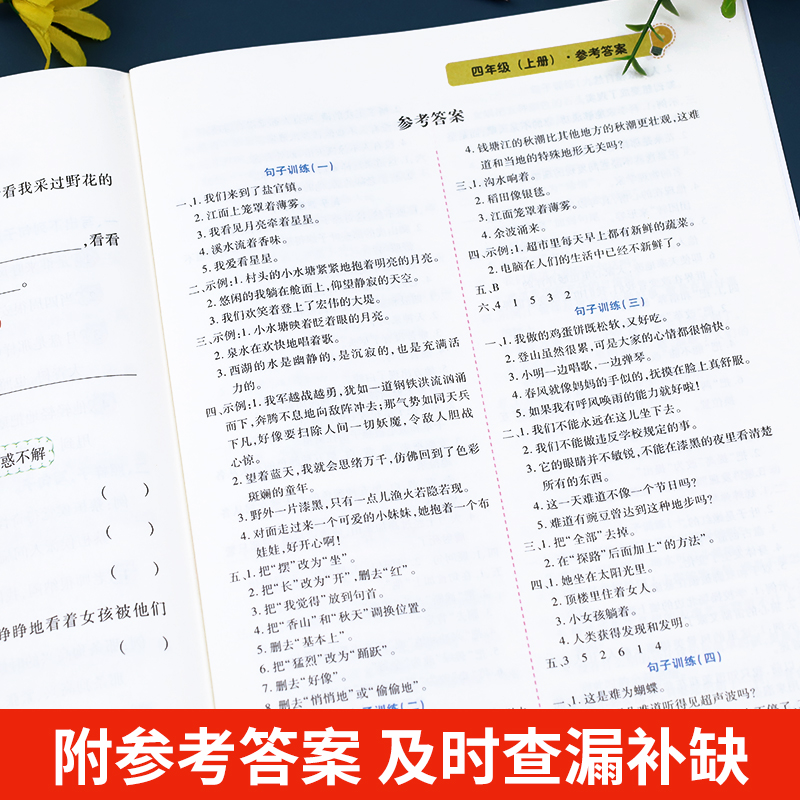 四年级上册语文句子专项训练 小学4年级上学期仿写专项练习优美句子积累大全小学生反问句陈述句修改病句扩句缩句排序修辞手法技巧 - 图3