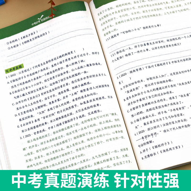 中考必考名著精讲细练七年级全一册考点精练一点通 语文名著导读练习册 状元满分笔记初中生中考必读12本名著阅读人教版同步学习 - 图3