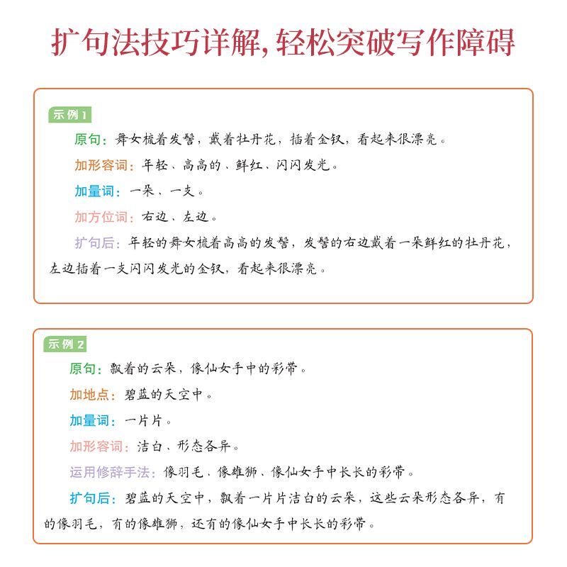 五感法写作文扩句法小学生作文书大全三至六年级优秀作文大全素材积累四五年级必读的课外书作文上册下册满分获奖精选好词好句段_虎窝淘