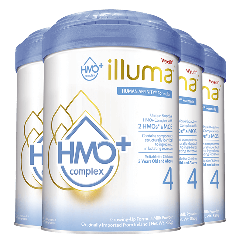 惠氏营养品海外旗舰店【预售】ILLUMA启赋HMO+4段3岁以上含三大类HMO婴幼儿奶粉*4罐1