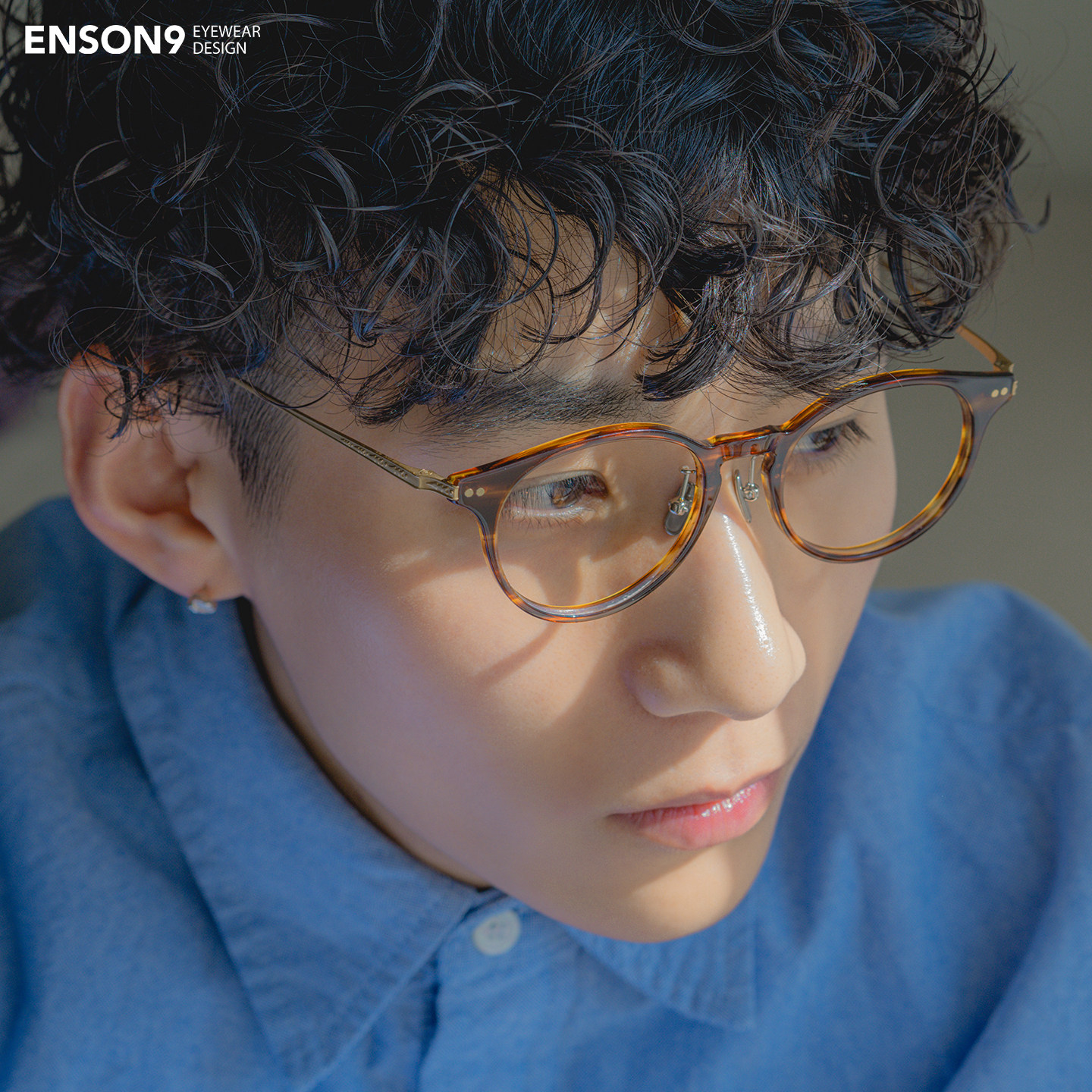 enson9日系复古花纹板材圆框潮男女 纯钛拼色半透明配近视平光镜,淘宝优惠券,粉丝福利购,淘宝优惠卷