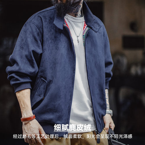 马登工装美式复古麂皮绒哈灵顿G9夹克美拉德vintage短款外套男秋 - 图1