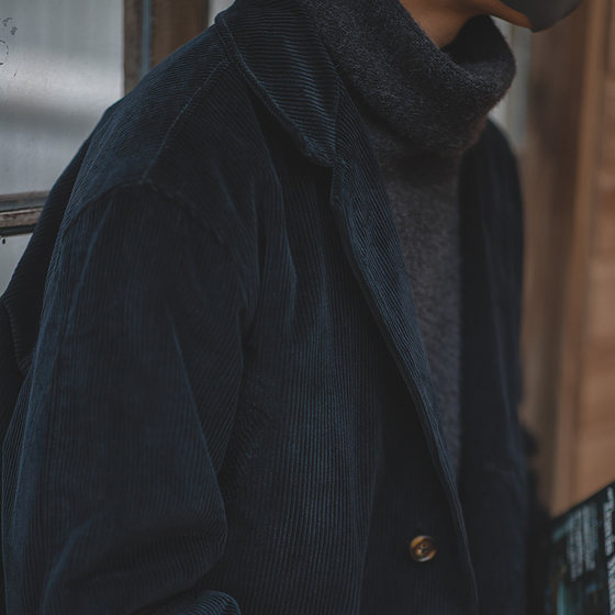 Madden Workwear American Retro Corduroy Cthulhu Civilian Coat Loose Jacket Mid-Length Windbreaker Men's Spring