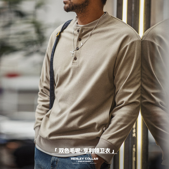 Madden Workwear American Casual Henley Neck Sweatshirt