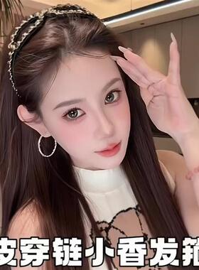 韩系轻奢巨好看链条眼镜发箍女小众设计感日常外戴高颅顶头箍发卡