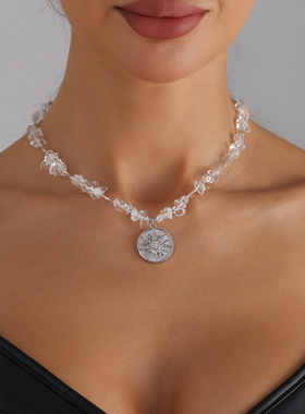 欧美跨境饰品清新水晶人造石项链