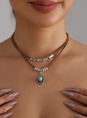 欧美跨境饰品经典西部牛仔风松石