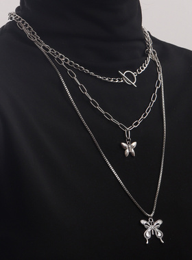 欧美跨境饰品朋克kvk条纹蝴蝶长