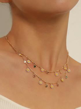 欧美跨境饰品新款直管开口笑脸项