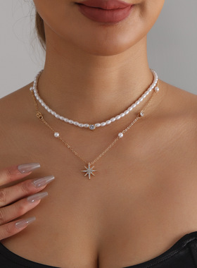 欧美跨境饰品小众百搭个性镶钻芒