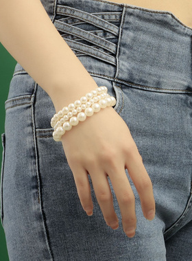 欧美跨境饰品时尚潮流白色珍珠女