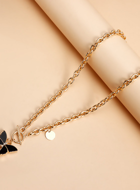 欧美外贸饰品简约黑色蝴蝶仿贝母