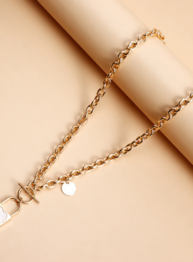 欧美外贸饰品简约白色同心锁仿贝