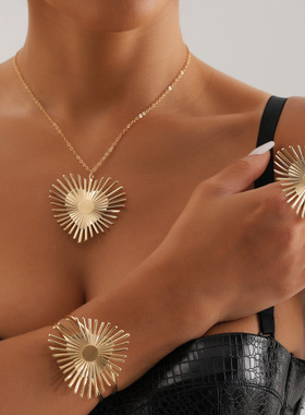 欧美跨境饰品复古气质夸张心形项