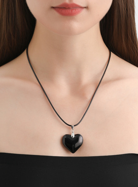 欧美跨境饰品简约红色大爱心牛皮