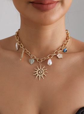欧美跨境饰品个性设计太阳花项链