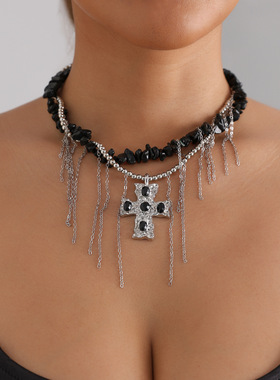 欧美跨境饰品暗黑少女系十字架项