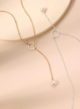 春季松石欧美女士珍珠圈合金电镀