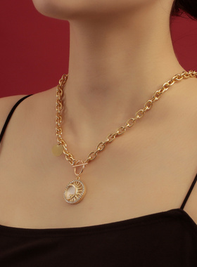 欧美跨境饰品ins金属风铝链月牙