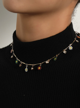 欧美跨境饰品直管水钻吊坠毛衣项