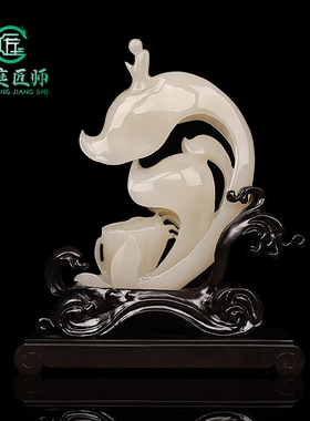 天然玉石小沙弥客厅酒柜禅意摆件